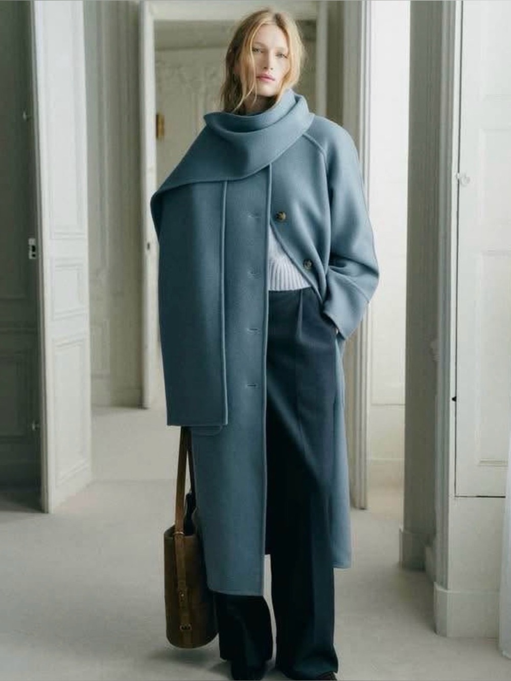 Sezane Kais coat in blue gray